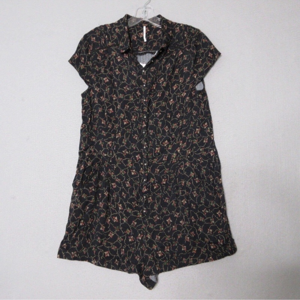 Free People Black Floral Debbie Dot Romper size M